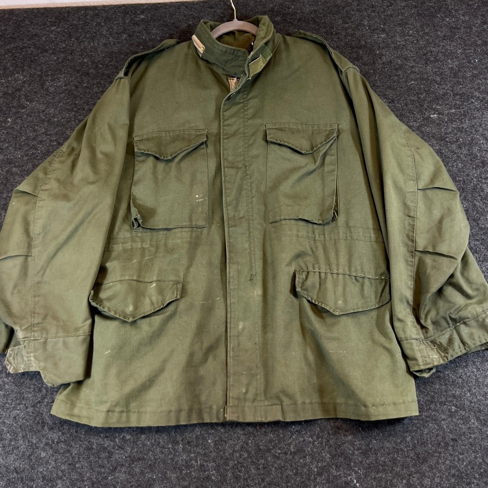 Vintage 60s US Military Field Combat Uniform Jacket Mens XL Green Full Zip Coat